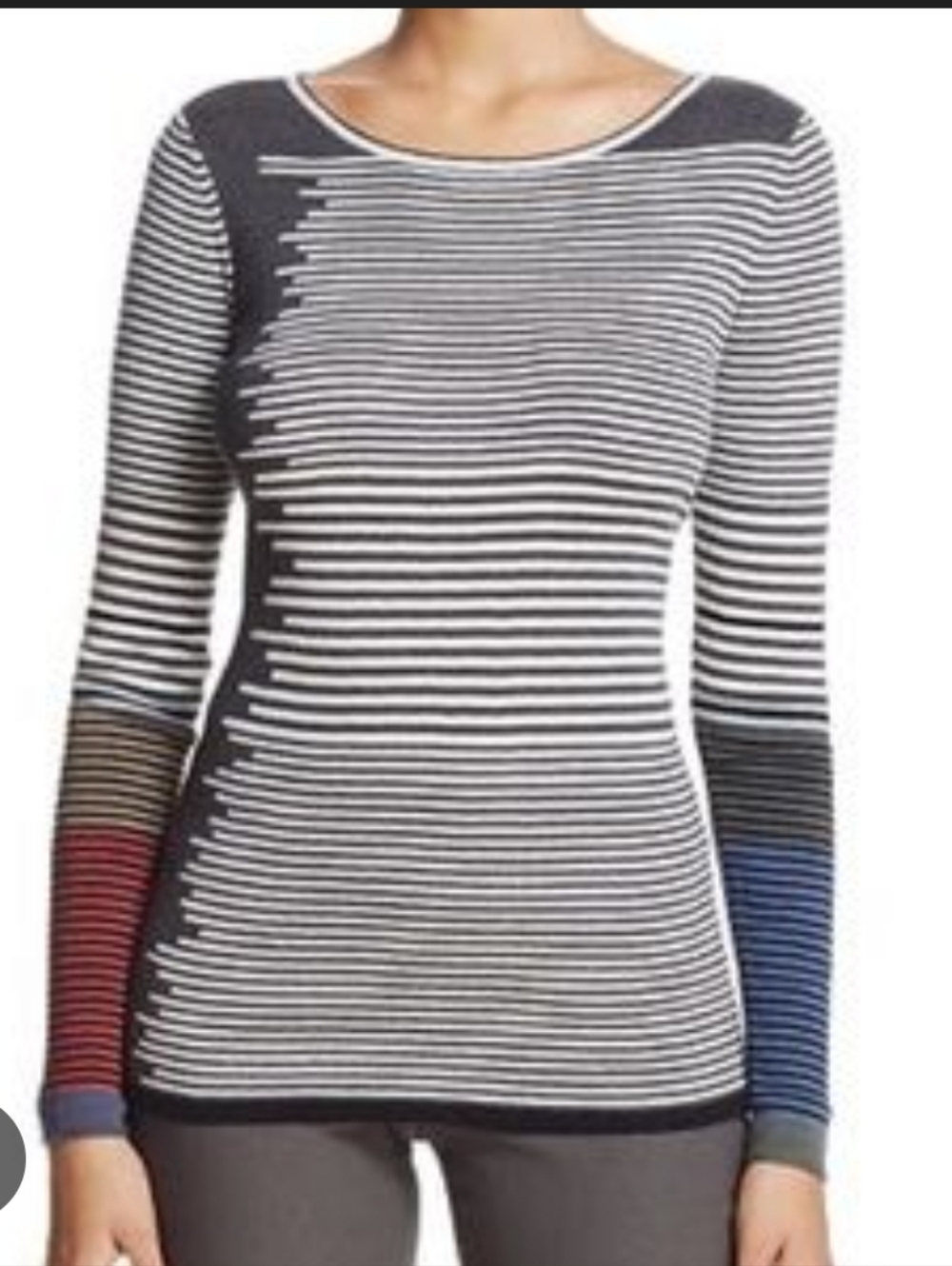 NIC+ZOE Striped Colorblock Knit Top Cotton Lyocell Size Large